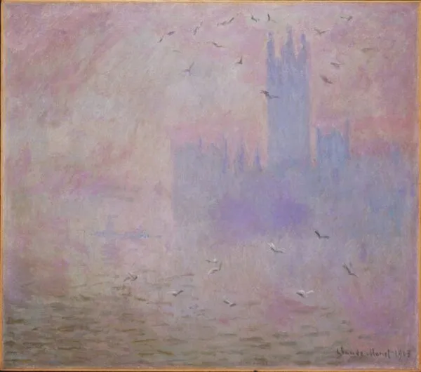 The Houses of Parliament, Seagulls (1903) by Claude Monet — original painting reproduced as a hand-painted oil on canvas