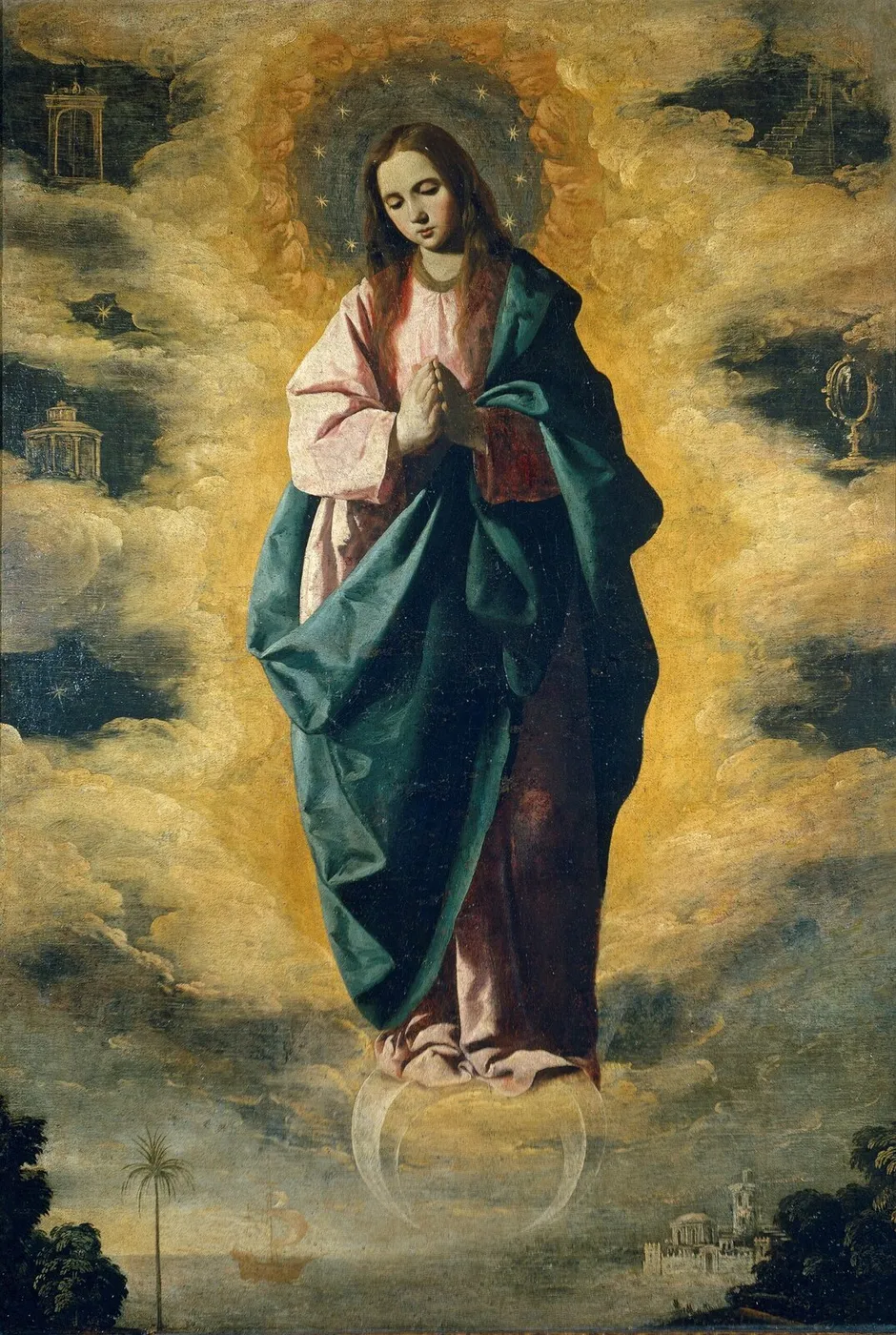 The Immaculate Conception (1628) by Francisco de Zurbarán — original painting reproduced as a hand-painted oil on canvas