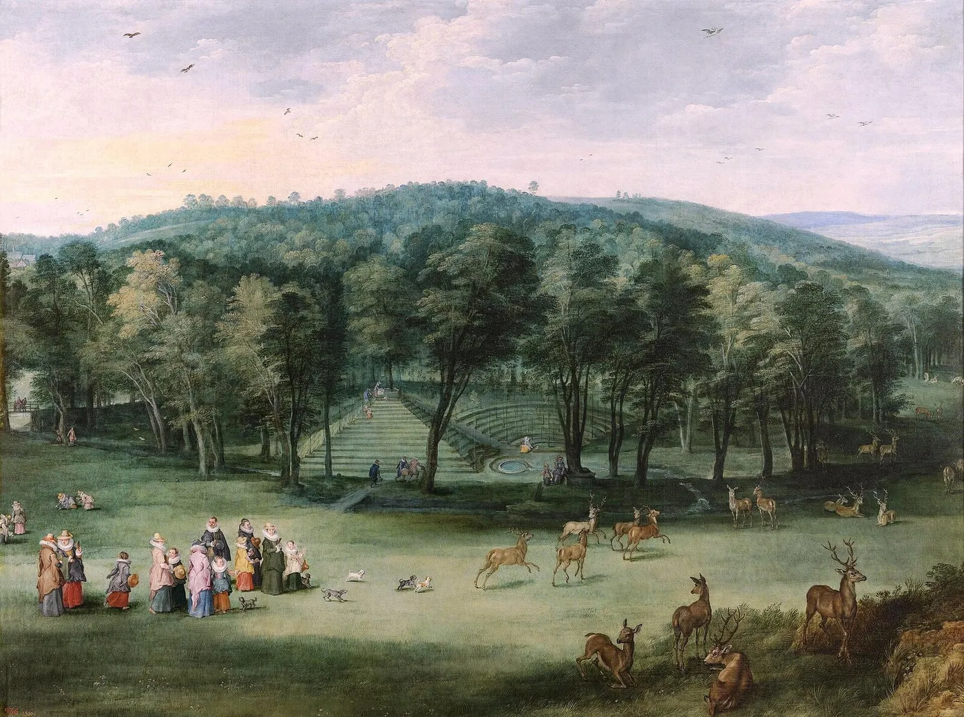 The Infanta Isabel Clara Eugenia in the Mariemont Park (1601) by Jan Brueghel the Elder — original painting reproduced as a hand-painted oil on canvas