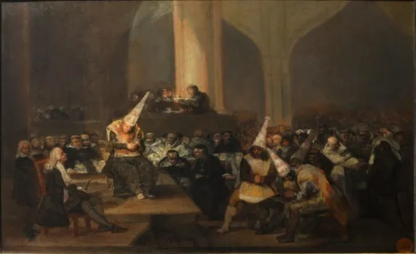 The Inquisition Tribunal (1812) by Francisco Goya — original painting reproduced as a hand-painted oil on canvas