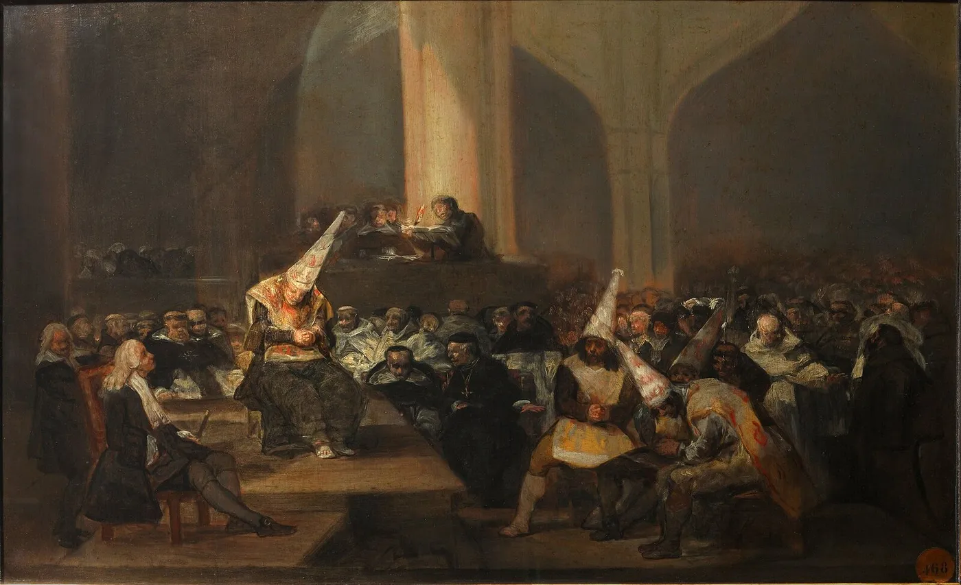 The Inquisition Tribunal (1812) by Francisco Goya — original painting reproduced as a hand-painted oil on canvas