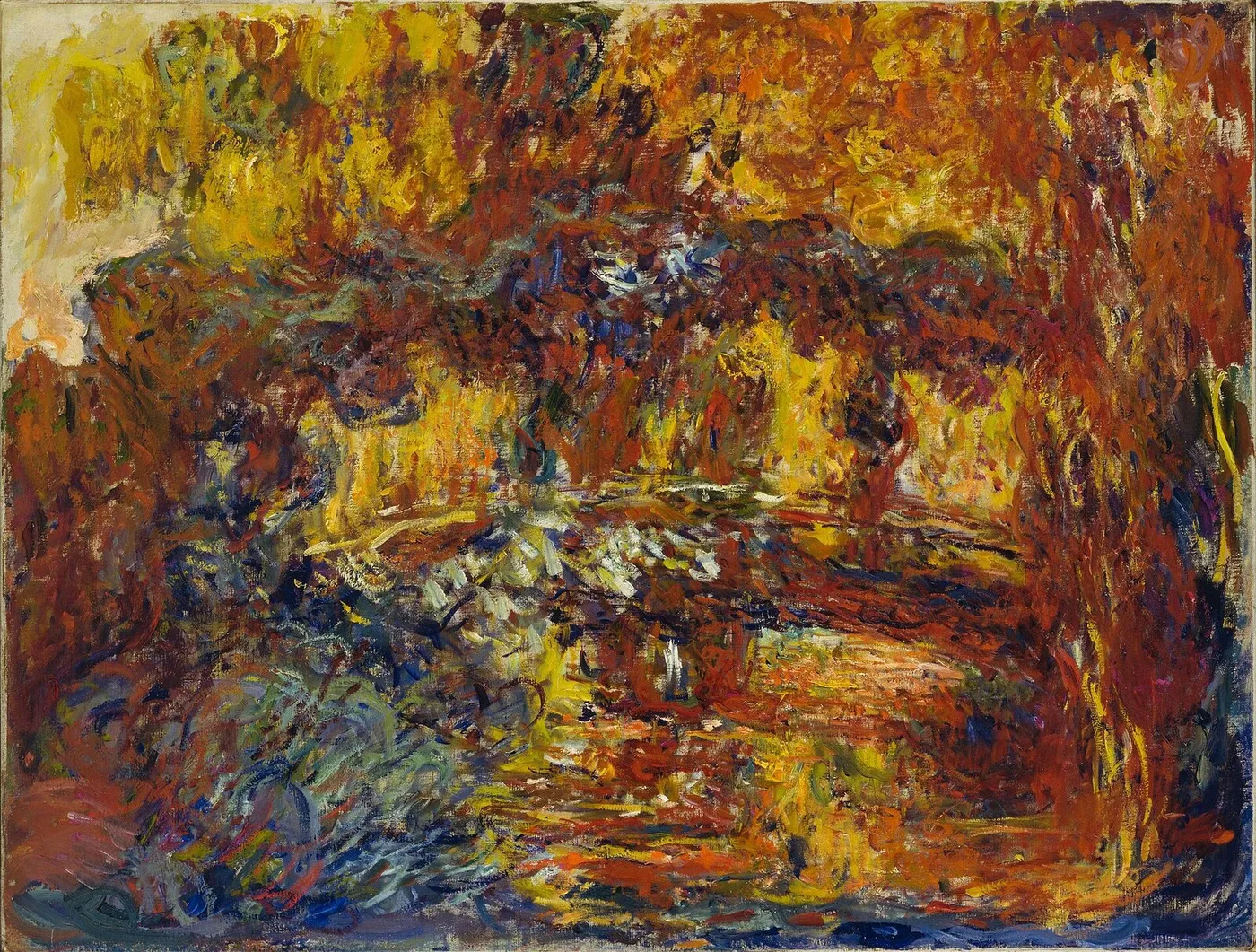 The Japanese Footbridge (1920) by Claude Monet — original painting reproduced as a hand-painted oil on canvas