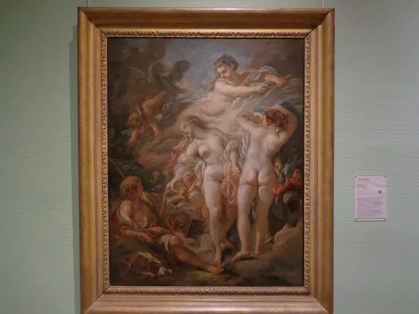 The Judgement of Paris (1763) by François Boucher — original painting reproduced as a hand-painted oil on canvas
