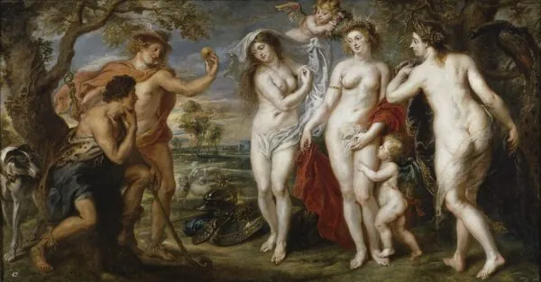 The Judgement of Paris (1630) by Peter Paul Rubens — original painting reproduced as a hand-painted oil on canvas