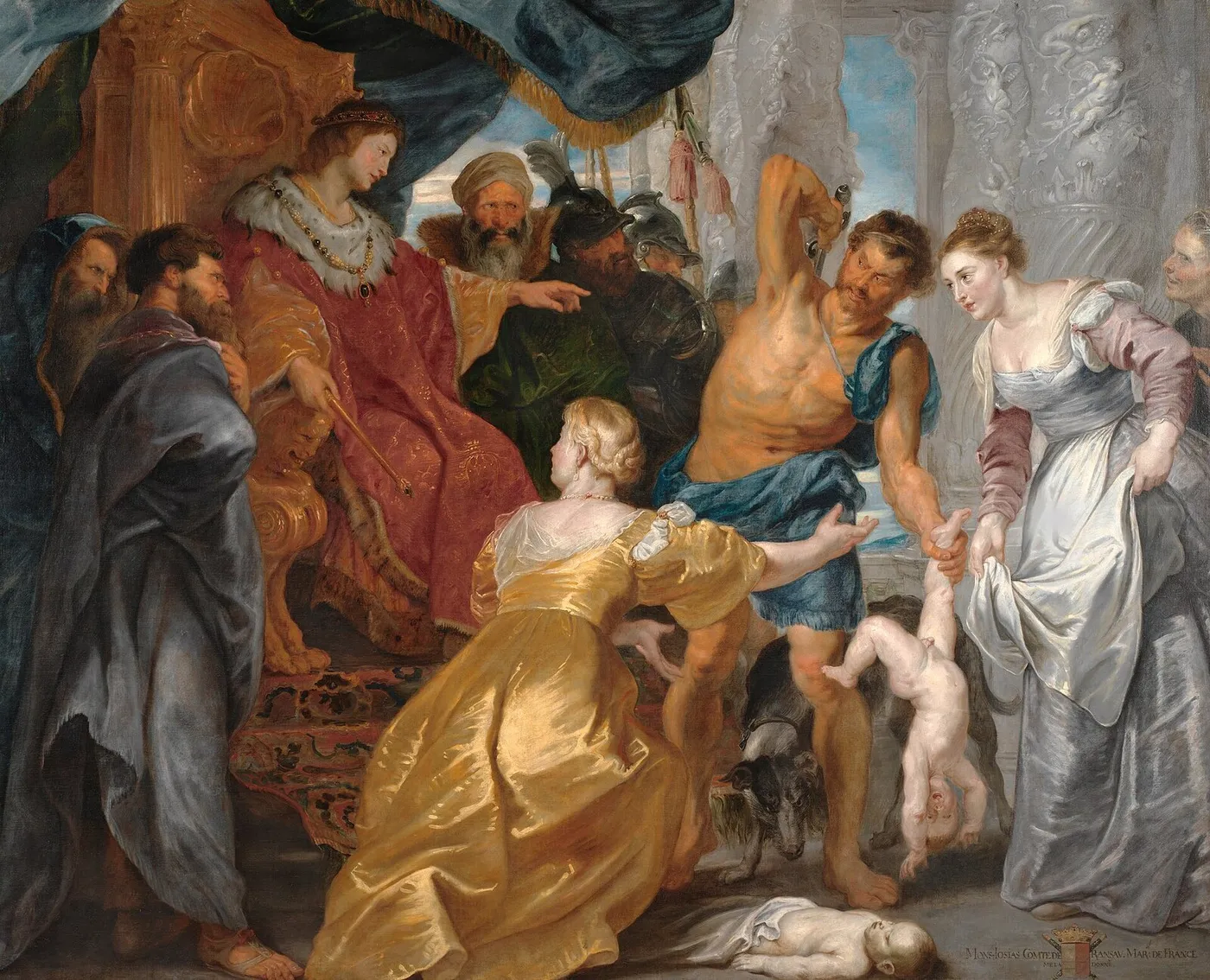 The Judgement of Solomon (1617) by Peter Paul Rubens — original painting reproduced as a hand-painted oil on canvas