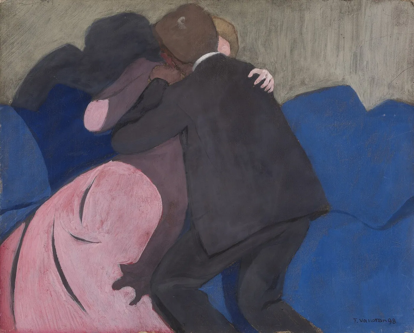The Kiss (1898) by Félix Vallotton — original painting reproduced as a hand-painted oil on canvas