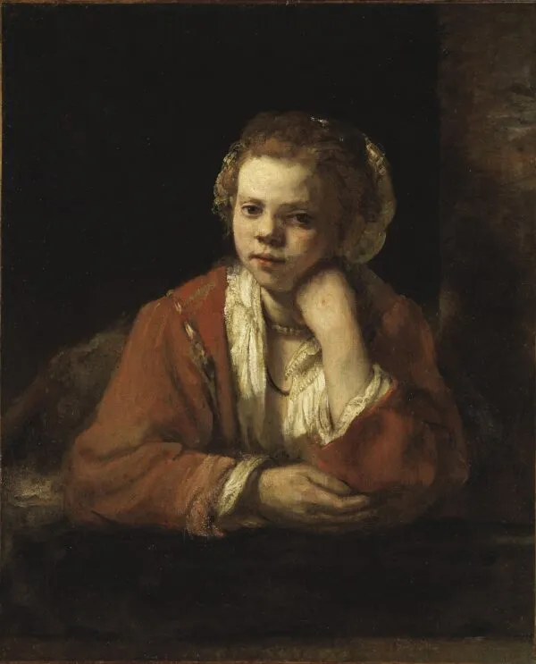 The Kitchen Maid (1651) by Rembrandt — original painting reproduced as a hand-painted oil on canvas