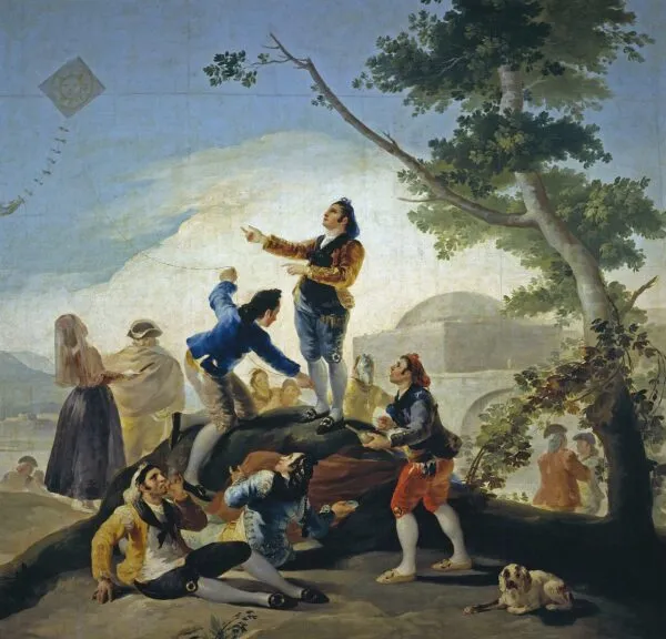 The Kite (1777) by Francisco Goya — original painting reproduced as a hand-painted oil on canvas
