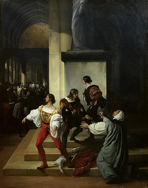 The Lampugnani Conspiracy (1826) by Francesco Hayez — original painting reproduced as a hand-painted oil on canvas