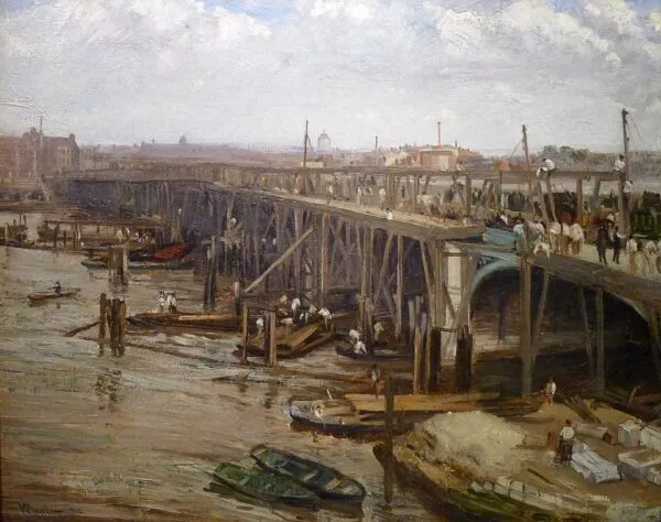 The Last of Old Westminster (1862) by James McNeill Whistler — original painting reproduced as a hand-painted oil on canvas