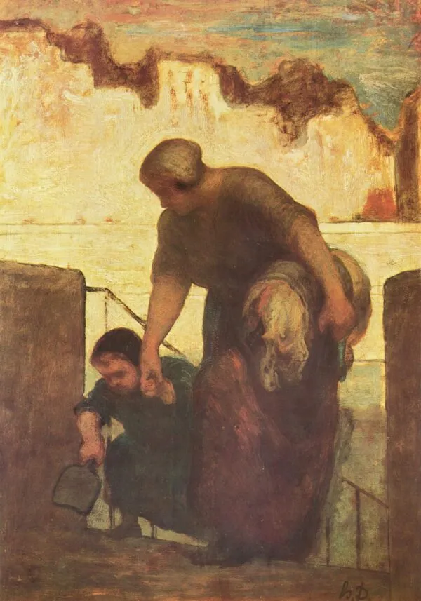 The Laundress (1863) by Honoré Daumier — original painting reproduced as a hand-painted oil on canvas