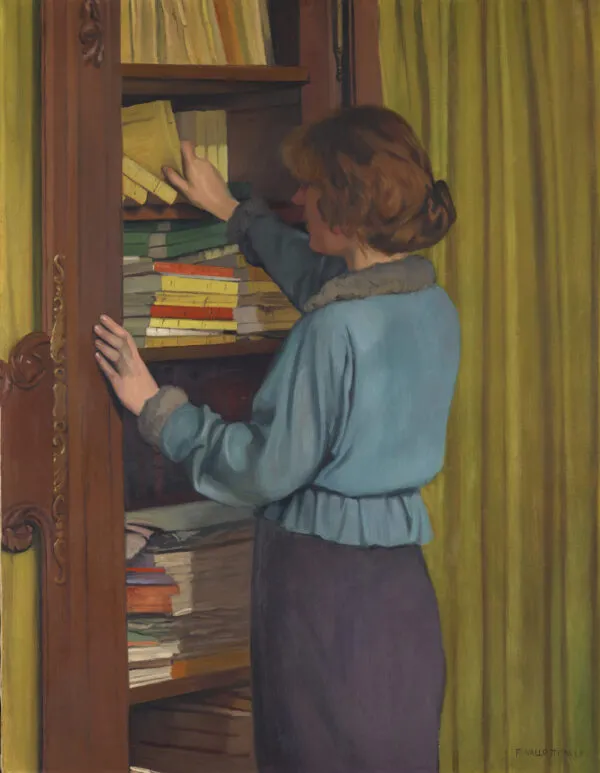 The library (1915) by Félix Vallotton — original painting reproduced as a hand-painted oil on canvas