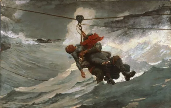 The Life Line (1884) by Winslow Homer — original painting reproduced as a hand-painted oil on canvas