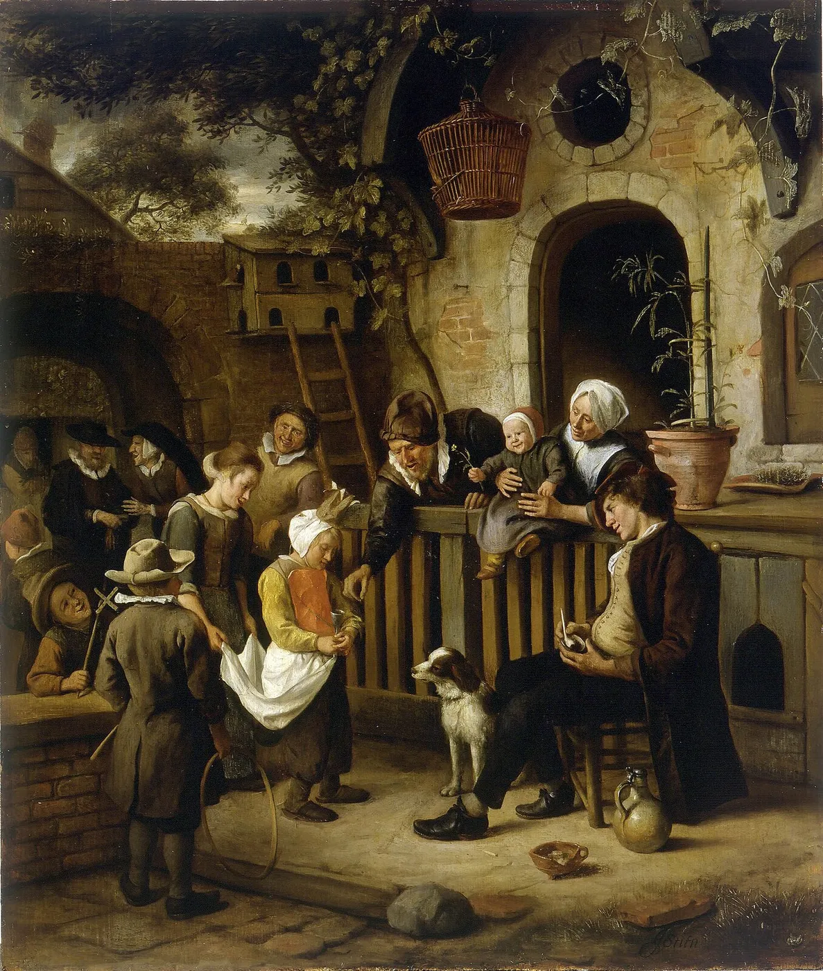 The Little Alms Collector (1663) by Jan Steen — original painting reproduced as a hand-painted oil on canvas