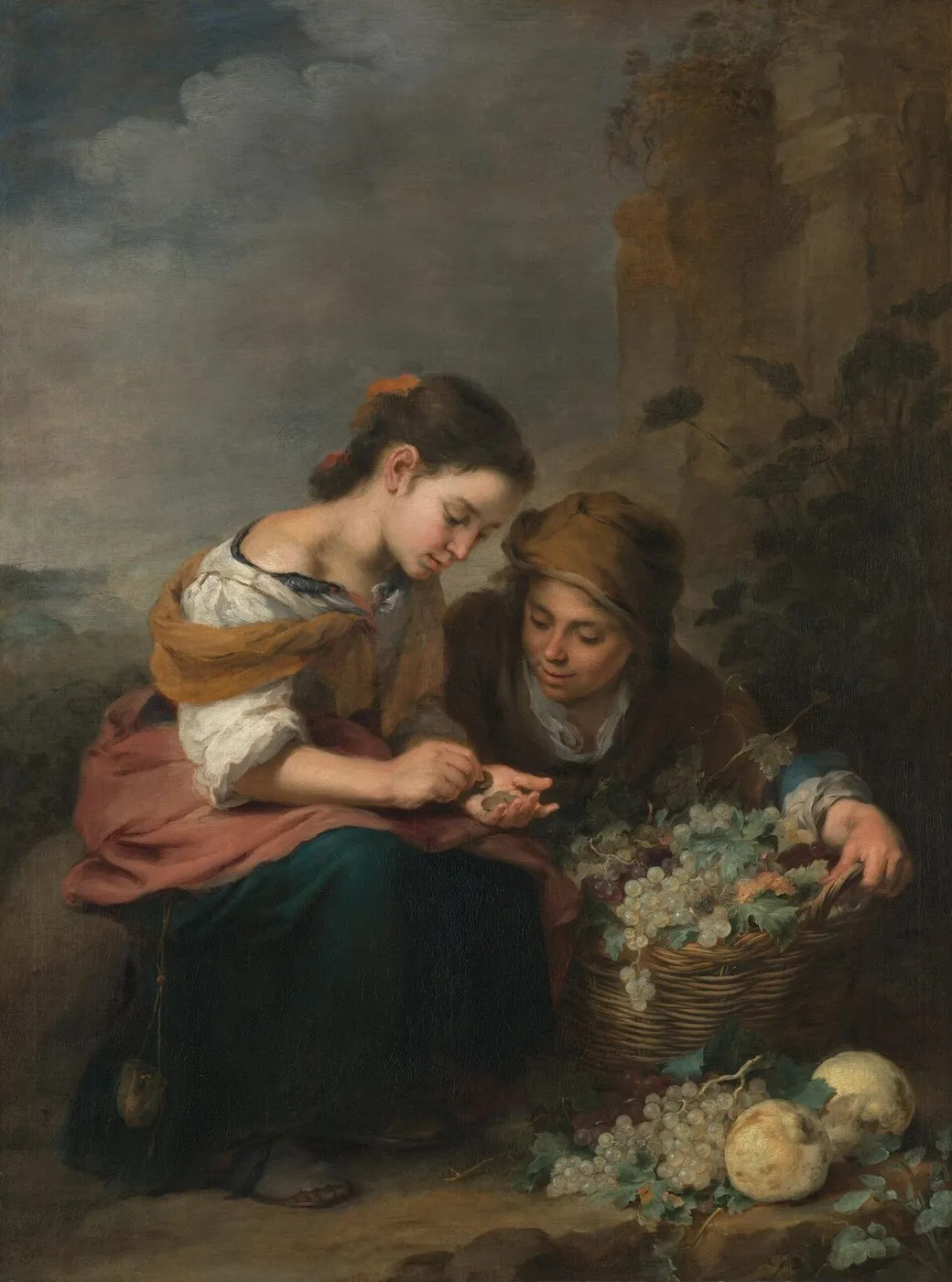 The Little Fruit Seller (1670) by Bartolomé Esteban Murillo — original painting reproduced as a hand-painted oil on canvas