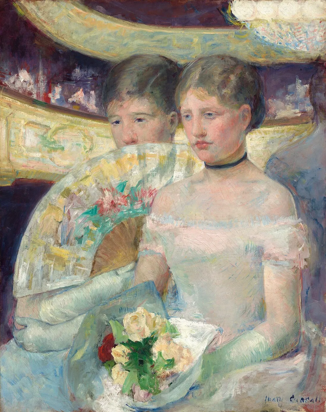 The Loge (1878) by Mary Cassatt — original painting reproduced as a hand-painted oil on canvas