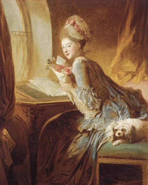 The Love Letter (1770) by Jean-Honoré Fragonard — original painting reproduced as a hand-painted oil on canvas