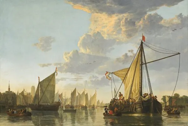The Maas at Dordrecht (1650) by Aelbert Cuyp — original painting reproduced as a hand-painted oil on canvas