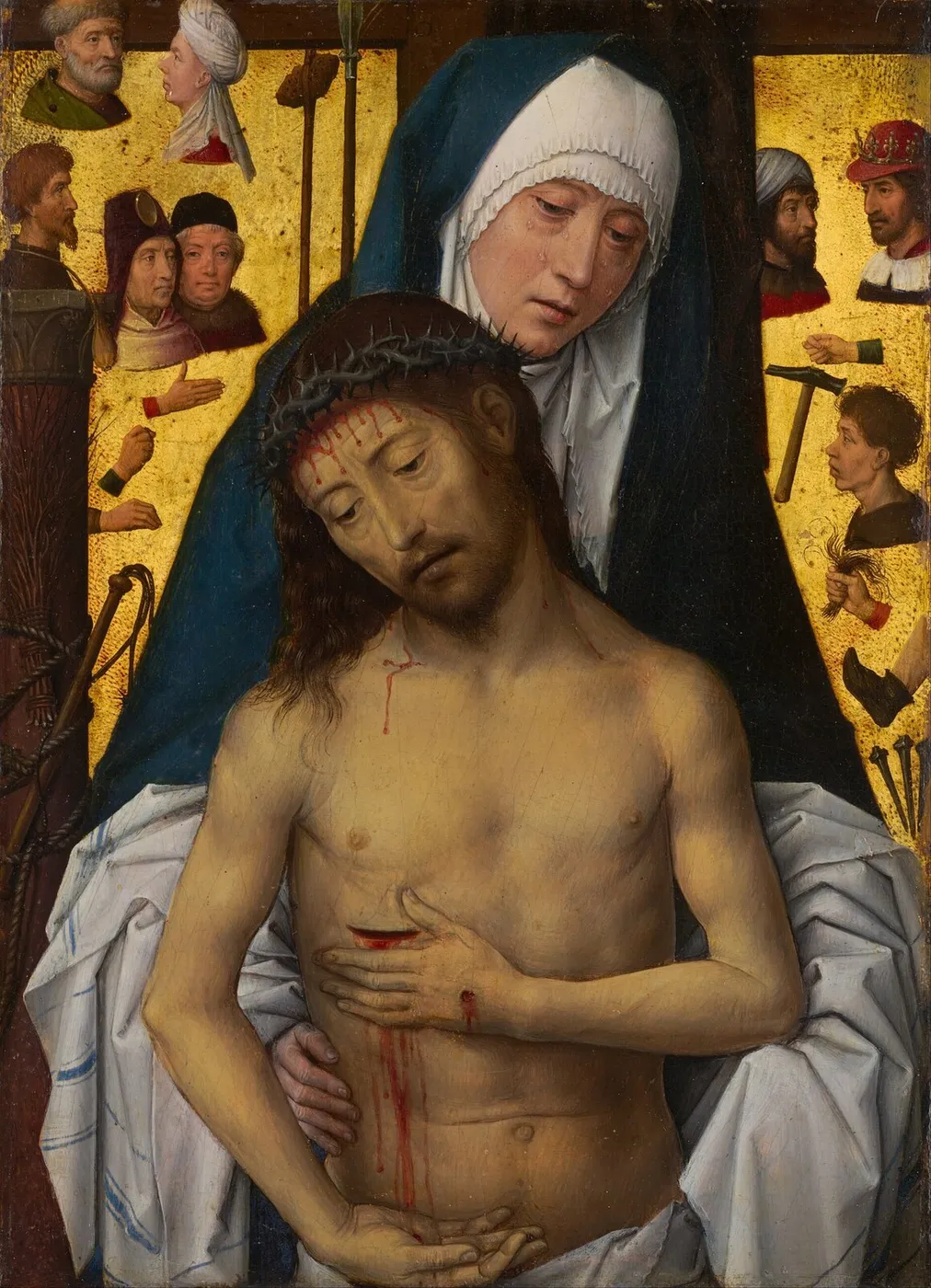 The Man of Sorrows in the arms of the Virgin — Hans Memling