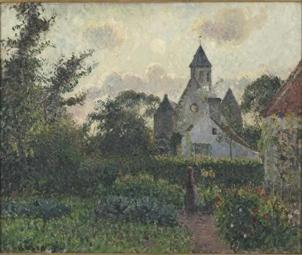 The Marguerite Church, Knocke (1894) by Camille Pissarro — original painting reproduced as a hand-painted oil on canvas