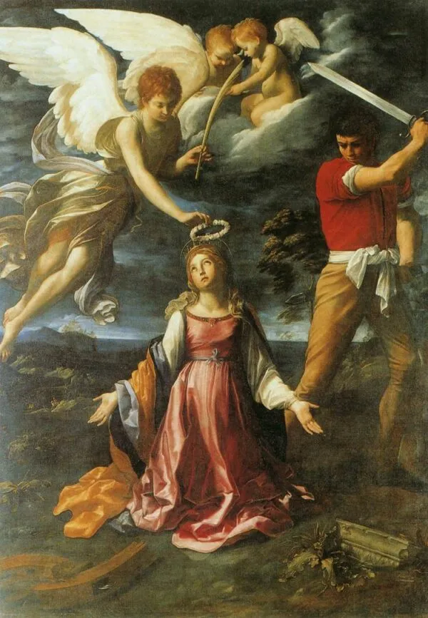 The Martyrdom of Saint Catherine of Alexandria (1606) by Guido Reni — original painting reproduced as a hand-painted oil on canvas