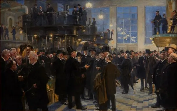 The Men of Industry (1903) by Peder Severin Krøyer — original painting reproduced as a hand-painted oil on canvas