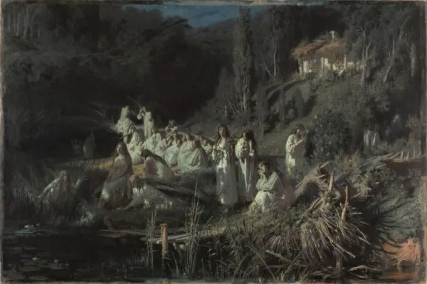 The Mermaids (1871) by Ivan Kramskoi — original painting reproduced as a hand-painted oil on canvas
