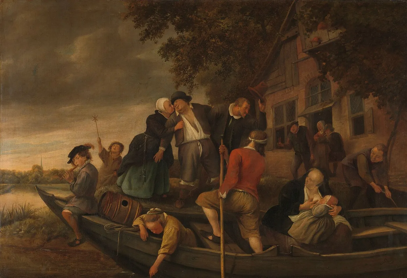 The merry homecoming (1670) by Jan Steen — original painting reproduced as a hand-painted oil on canvas