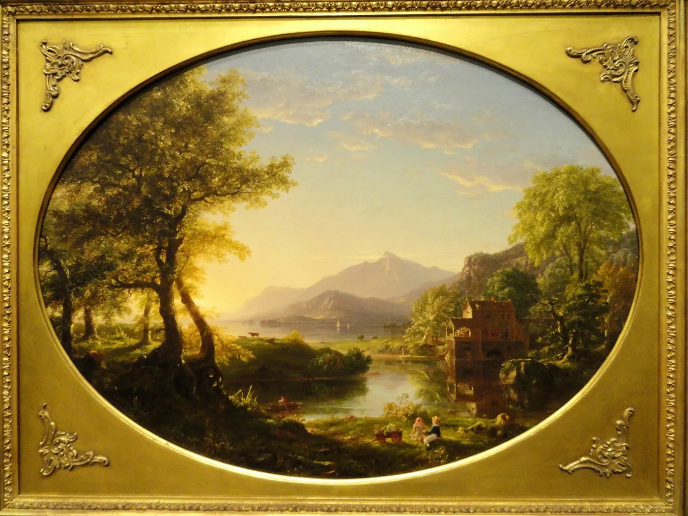 The Mill, Sunset (1844) by Thomas Cole — original painting reproduced as a hand-painted oil on canvas
