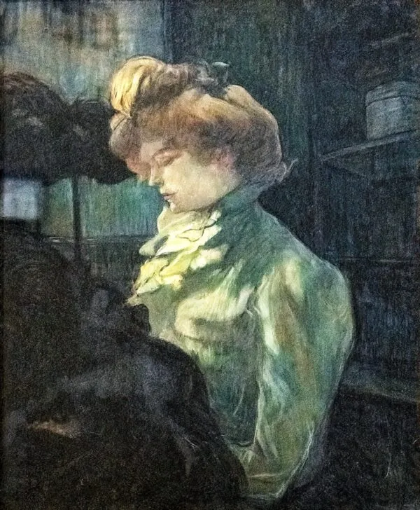 The modiste (1900) by Henri de Toulouse-Lautrec — original painting reproduced as a hand-painted oil on canvas