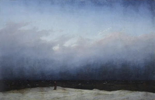 The Monk by the Sea (1800) by Caspar David Friedrich — original painting reproduced as a hand-painted oil on canvas