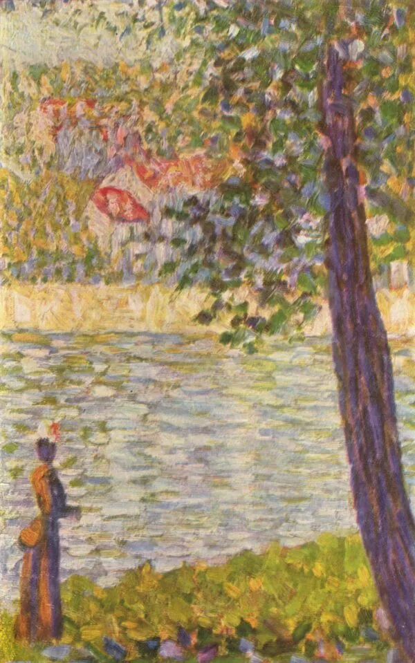 The Morning Walk (1884) by Georges Seurat — original painting reproduced as a hand-painted oil on canvas