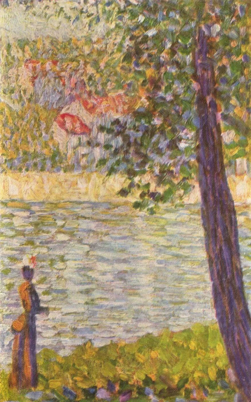 The Morning Walk (1884) by Georges Seurat — original painting reproduced as a hand-painted oil on canvas