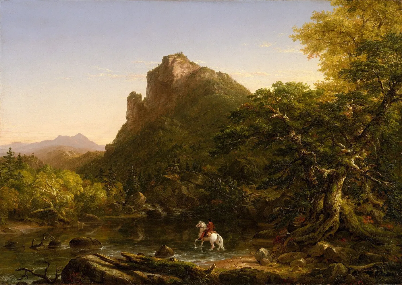 The Mountain Ford (1846) by Thomas Cole — original painting reproduced as a hand-painted oil on canvas