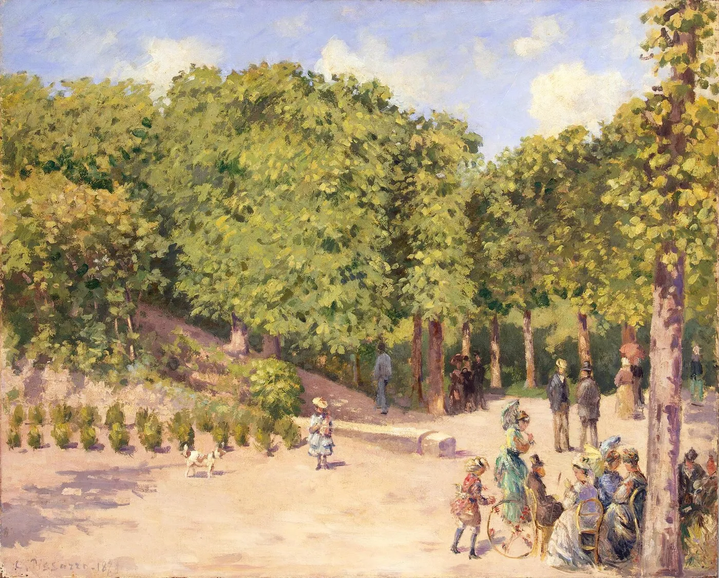 The Municipal Garden, Pontoise (1873) by Camille Pissarro — original painting reproduced as a hand-painted oil on canvas