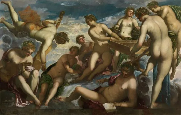 The Muses (1578) by Jacopo Tintoretto — original painting reproduced as a hand-painted oil on canvas