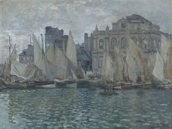 The Museum at Le Havre (1873) by Claude Monet — original painting reproduced as a hand-painted oil on canvas