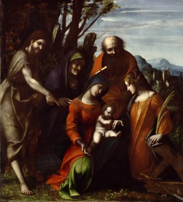 The Mystic Marriage of Saint Catherine (1512) by Antonio da Correggio — original painting reproduced as a hand-painted oil on canvas