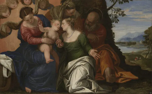 The Mystic Marriage of Saint Catherine of Alexandria (1550) by Paolo Veronese — original painting reproduced as a hand-painted oil on canvas