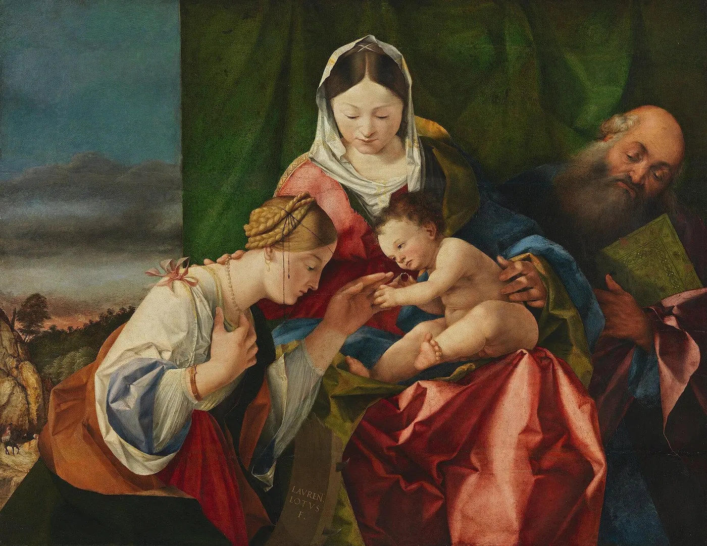 The Mystical Marriage of Saint Catherine (1506) by Lorenzo Lotto — original painting reproduced as a hand-painted oil on canvas