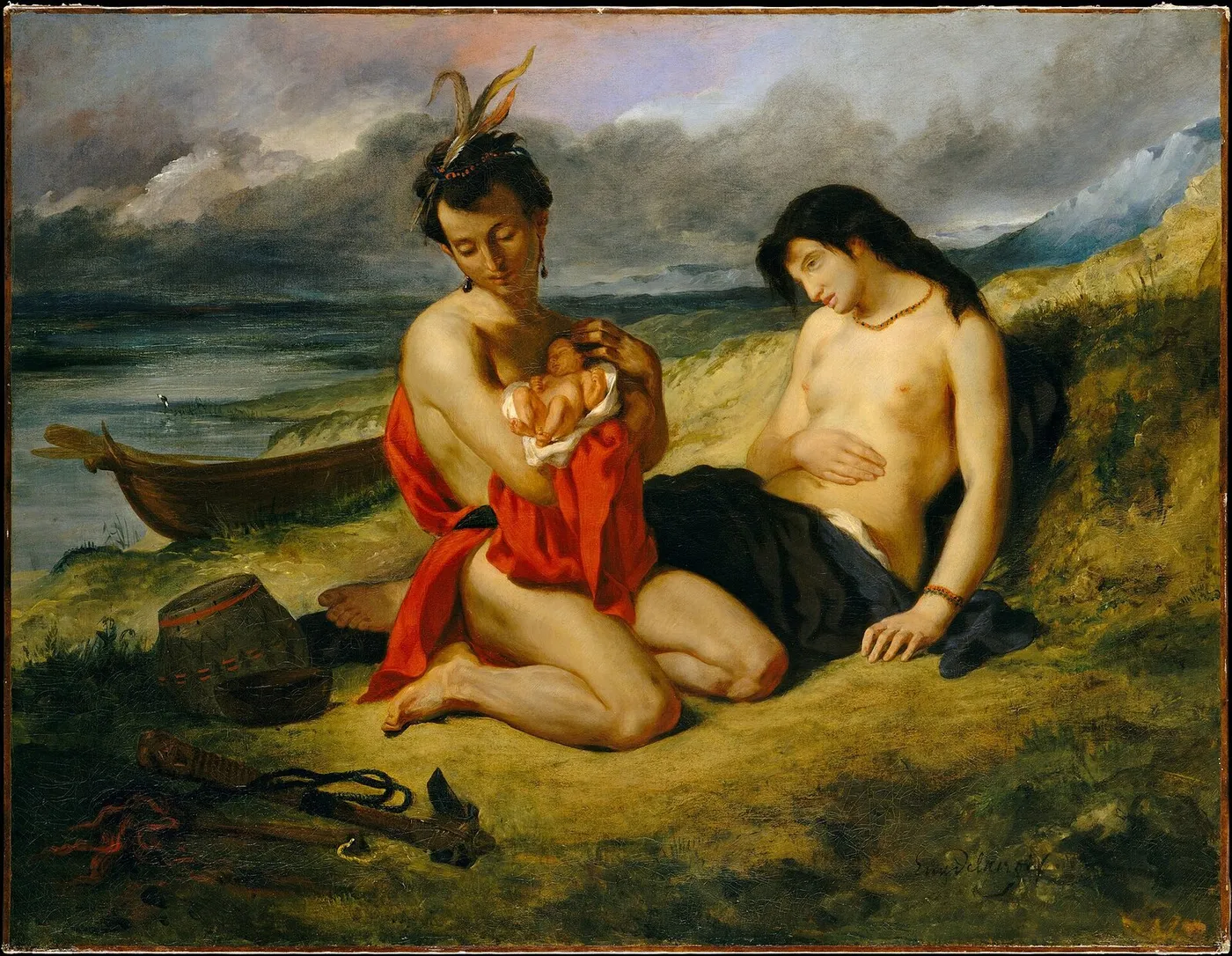 The Natchez (1835) by Eugène Delacroix — original painting reproduced as a hand-painted oil on canvas