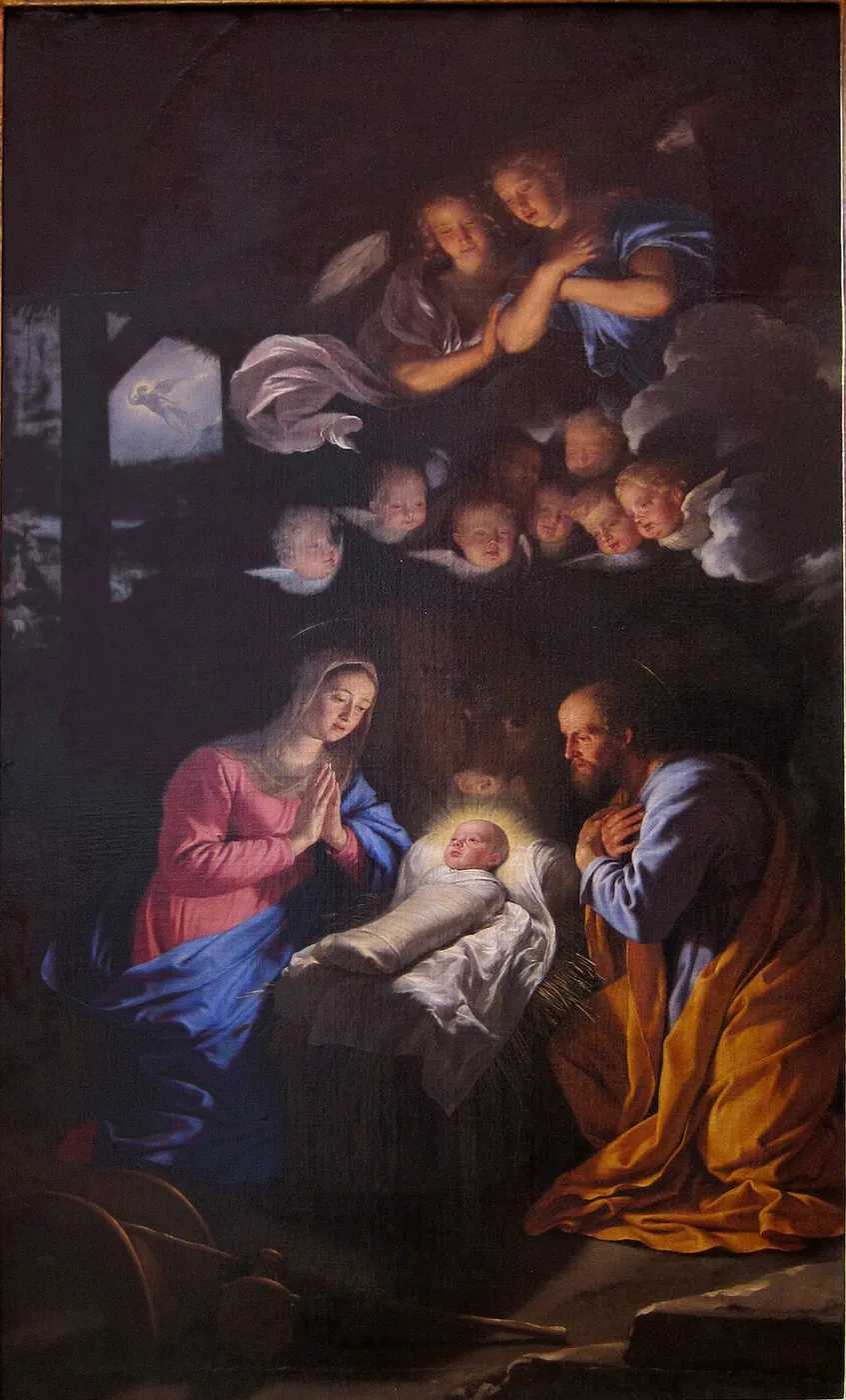 The Nativity (1643) by Philippe de Champaigne — original painting reproduced as a hand-painted oil on canvas