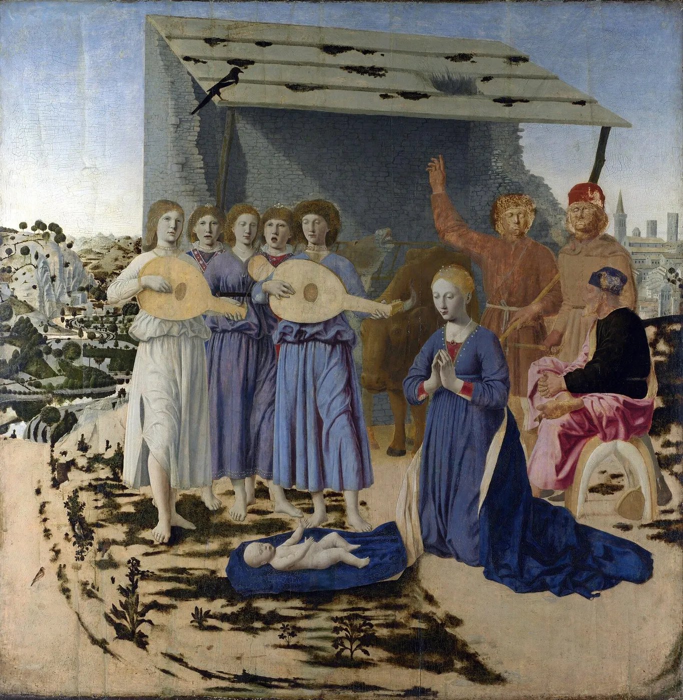 The Nativity (1480) by Piero della Francesca — original painting reproduced as a hand-painted oil on canvas