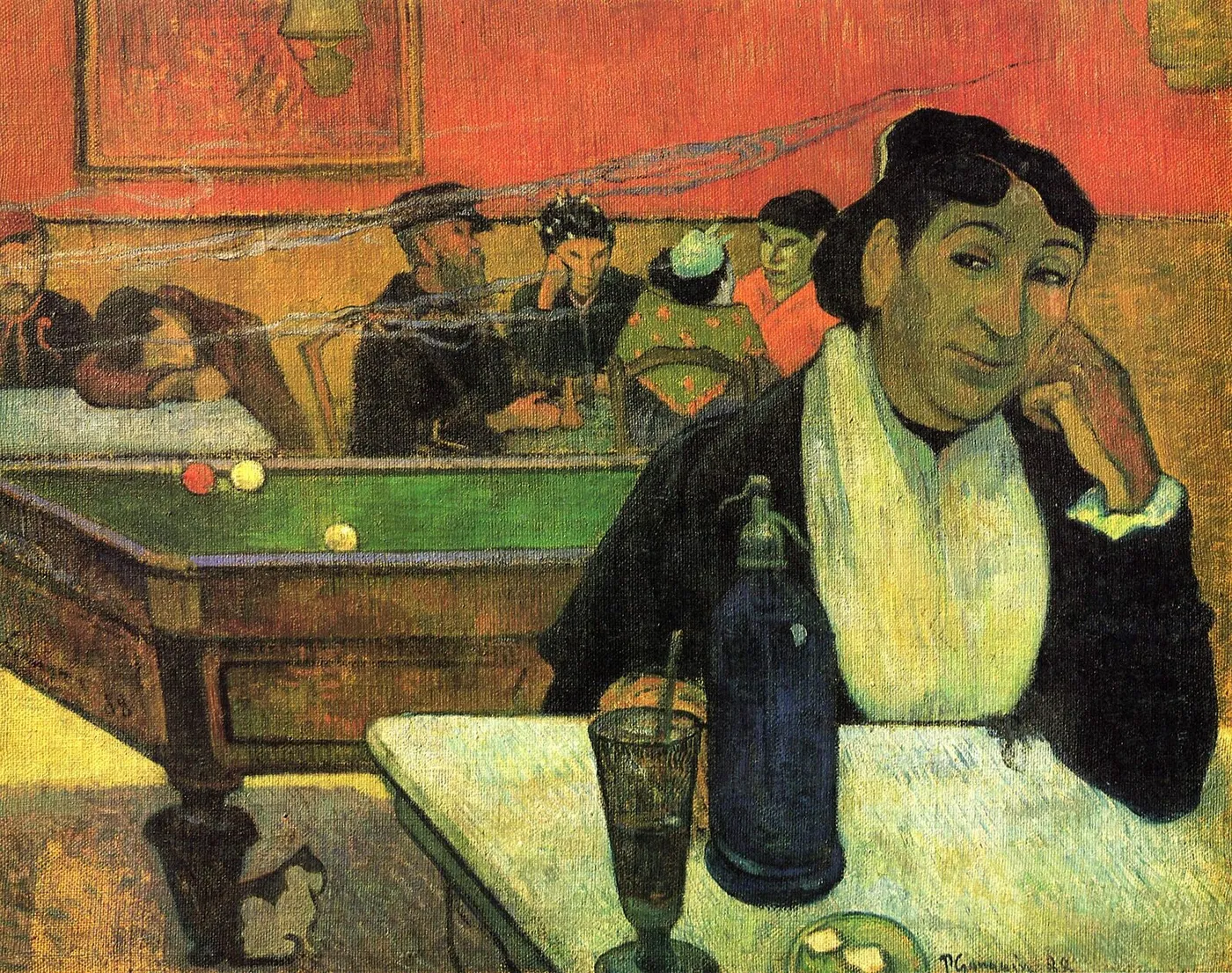 The Night Café in Arles (1888) by Paul Gauguin — original painting reproduced as a hand-painted oil on canvas