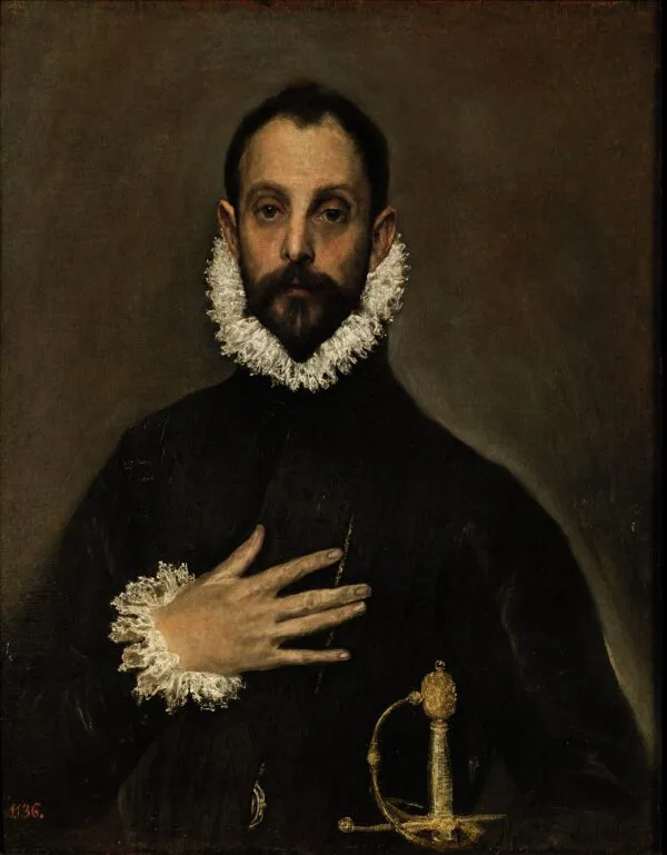 The Nobleman with his Hand on his Chest (1580) by El Greco — original painting reproduced as a hand-painted oil on canvas
