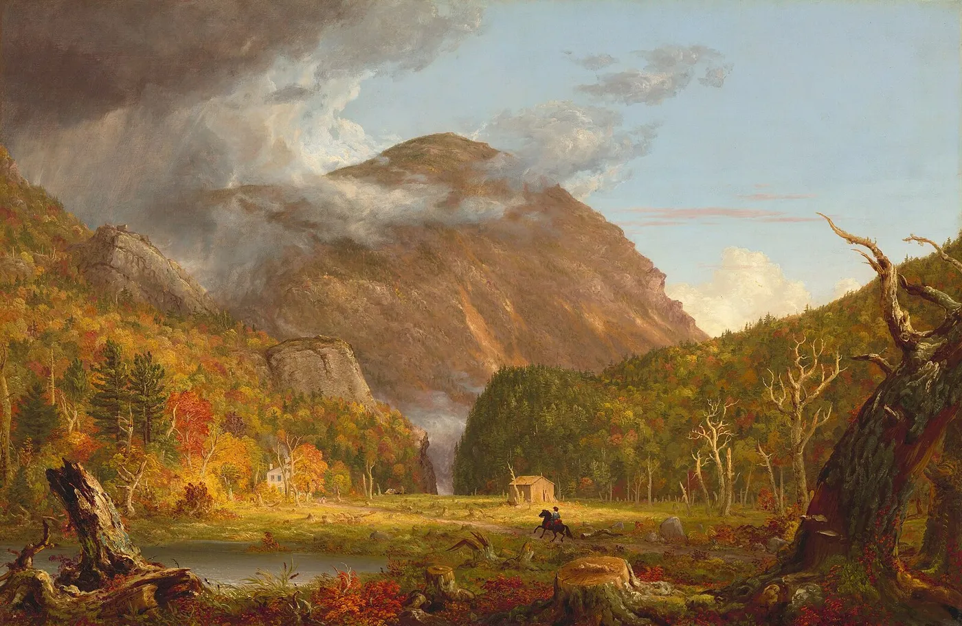 The Notch of the White Mountains (1839) by Thomas Cole — original painting reproduced as a hand-painted oil on canvas