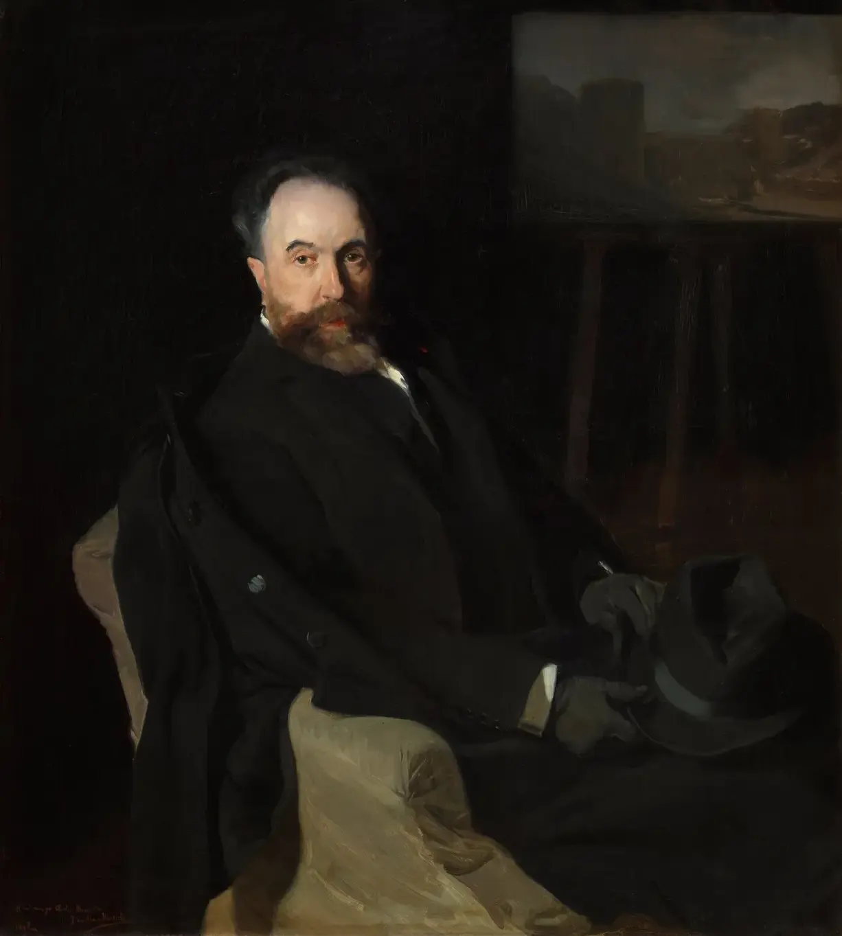 The Painter Aureliano de Beruete (1902) by Joaquín Sorolla — original painting reproduced as a hand-painted oil on canvas