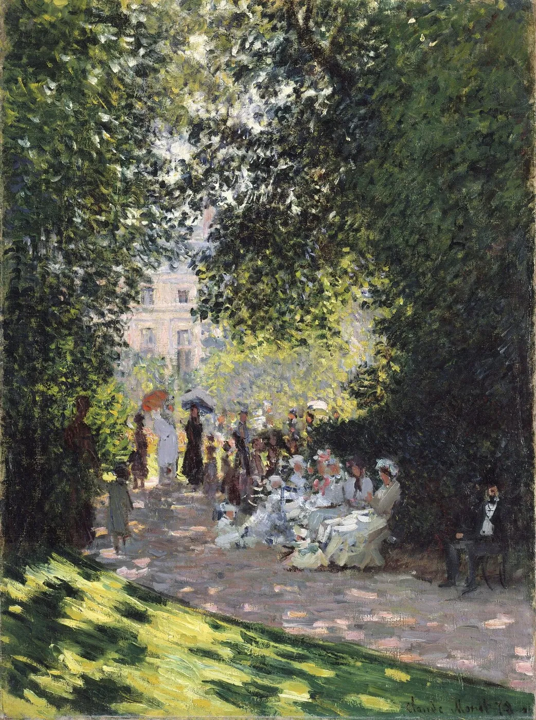 The Parc Monceau (1878) by Claude Monet — original painting reproduced as a hand-painted oil on canvas
