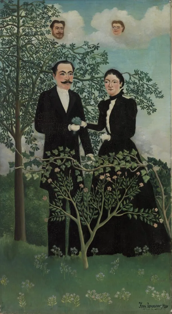 The Past and the Present, (1899) by Henri Rousseau — original painting reproduced as a hand-painted oil on canvas
