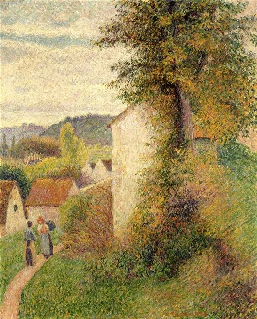 The path (1889) by Camille Pissarro — original painting reproduced as a hand-painted oil on canvas